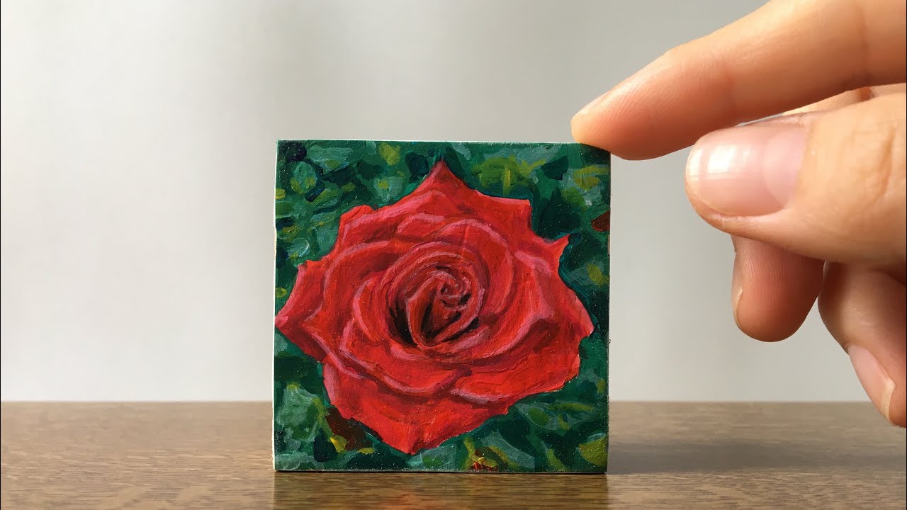 アクリル画原画赤いバラ