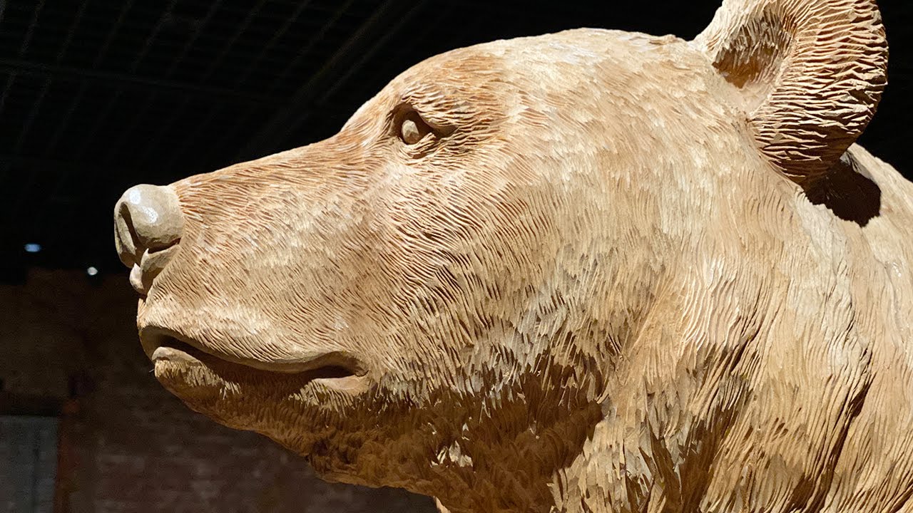 不藤清 作 怒り熊 槐 木彫り アイヌ彫刻 藤戸竹喜 に師事 生誕90年記念