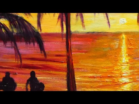海辺の夕日】#油彩画 #芸術 #油絵 #絵 #アート #oilpainting #oil