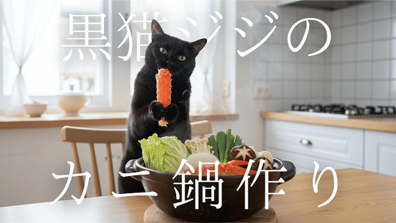 Jiji the Black Cat Makes Crab Hot Pot (Kani Nabe) 🦀 - YouTube