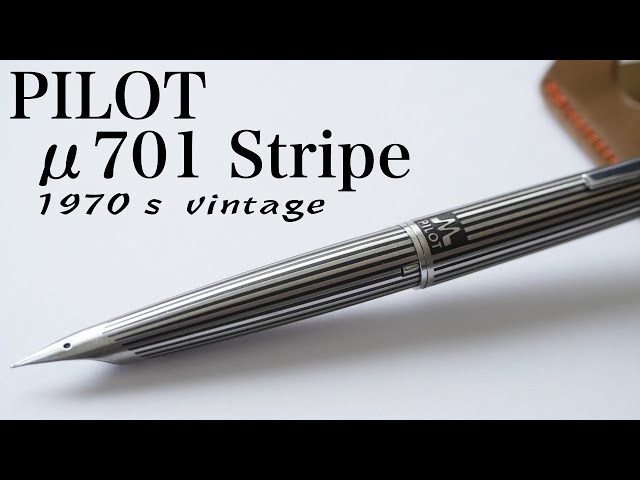 新品未使用 1970年代 ペン先軸一体型 蝕刻 μ ストライプ ミュー 万年筆