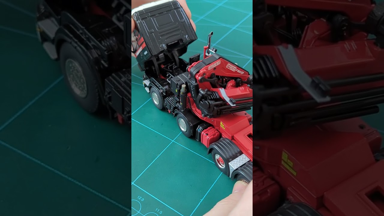 Unboxing a 1:50 WSI Scania truck 8x4 crane unit, boom load