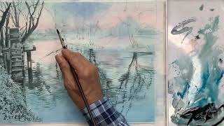 Painting with Transparent Watercolors] Painting the Daio Wasabi