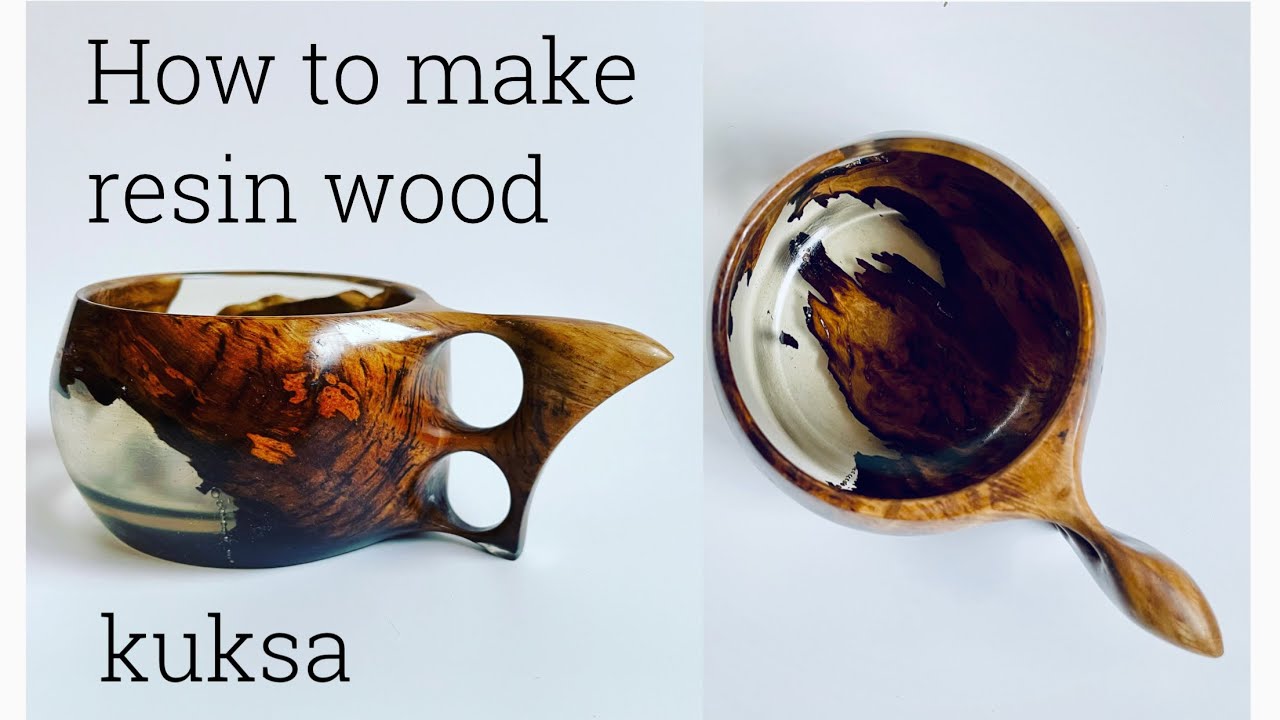Woodturning】How to make kuksa made of resin wood.【木工旋盤