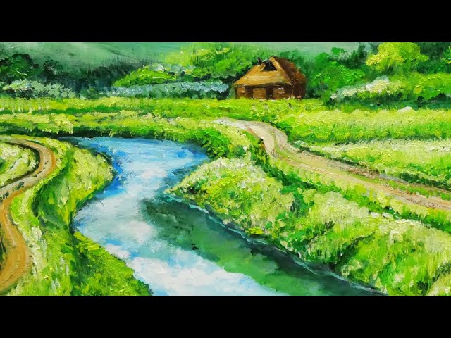 田舎風景】#油彩画 #芸術 #油絵 #絵 #アート #oilpainting #oil