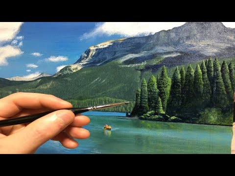 真作】絵画 油彩10号 湖畔と雪山 静謐な自然美あふれる風景画 Y51 真作