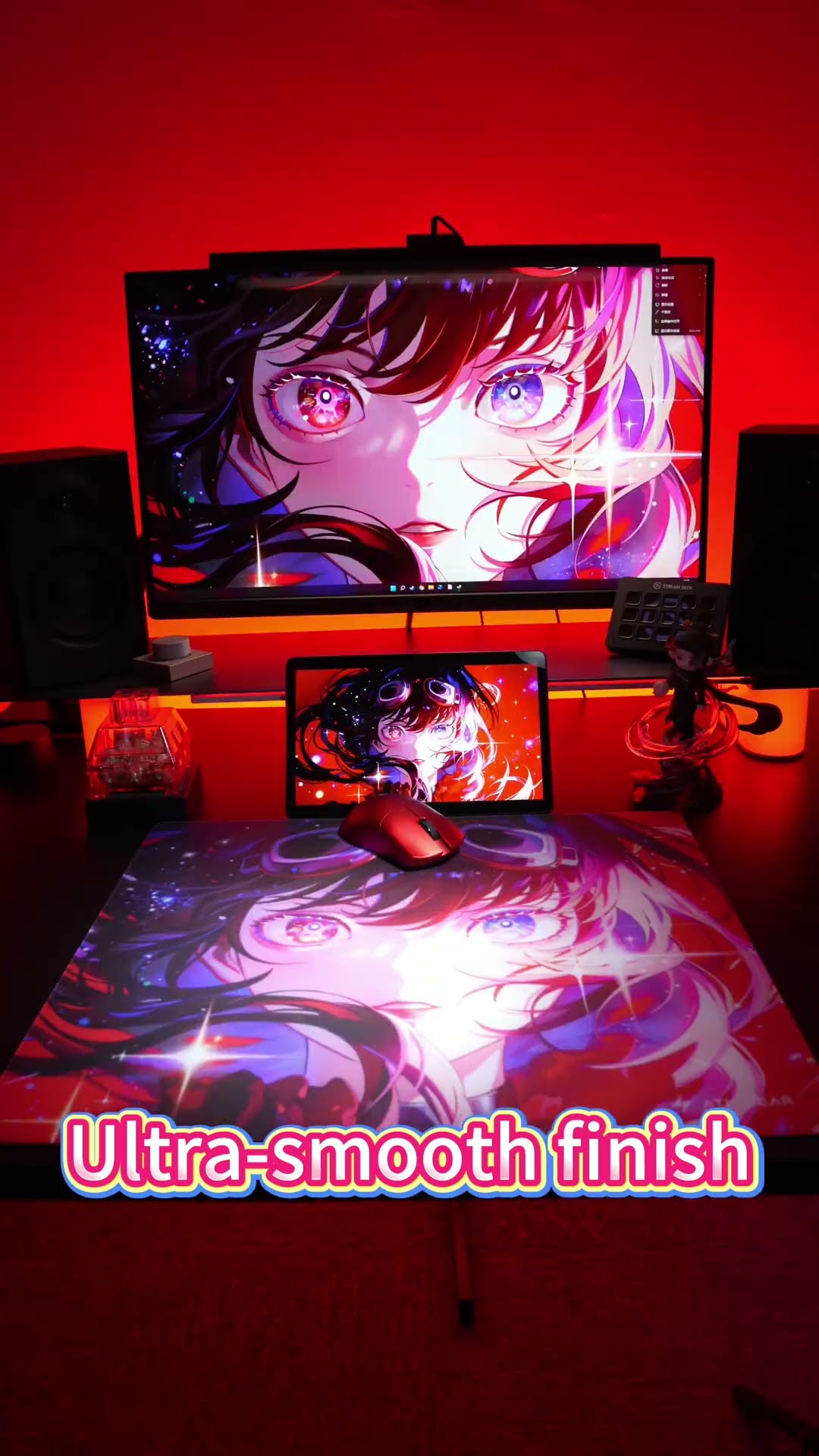 ATK Crimson Micro-Etched Tempered Glass Mouse Pad — ultra-smooth