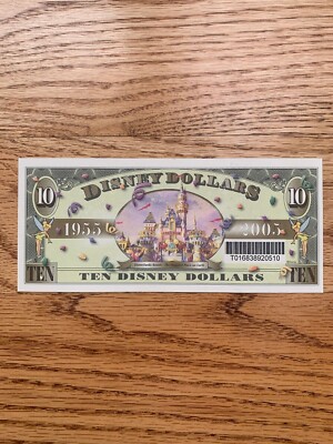 2005 T $10 Disney Dollar Bill Money Stitch With Barcode