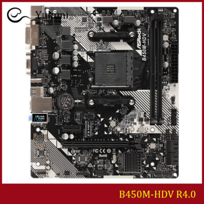FOR ASROCK B450M-HDV R4.0 AMD 32GB HDMI DVI Micro ATX Motherboard