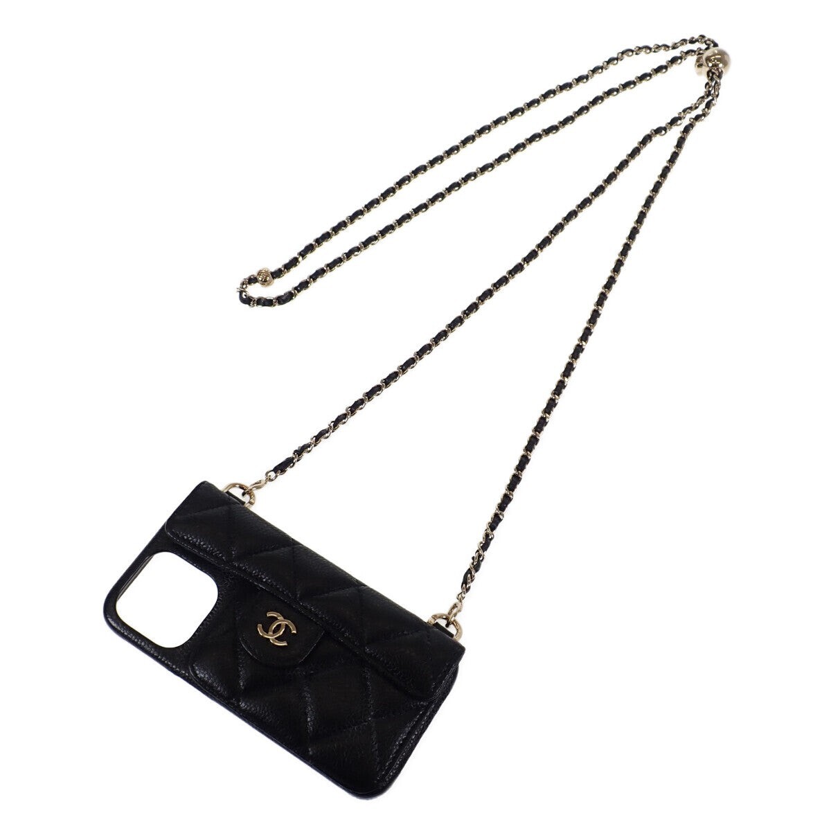 CHANEL iPhone13/13 Pro Case Caviar Skin Matelasse Black Woman's