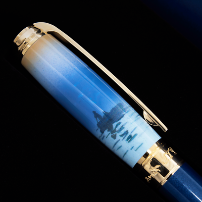 S.T. Dupont Monet Blue and Gold Fountain Pen Limited Edition