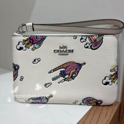 NWT Cosmic Coach Corner Zip Wristlet With Rocket Print CW864/CW868