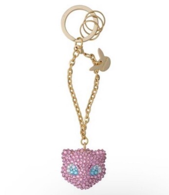 Pokemon Center Original Mew Face Bag Charm Swarovski Crystal Stone