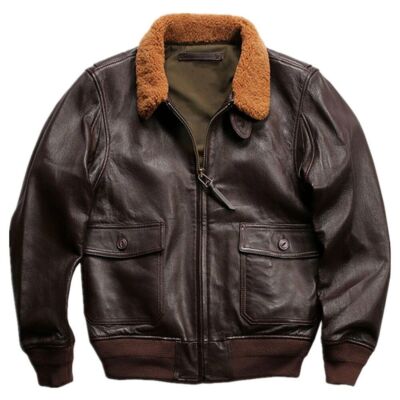 G-1 AVIATOR A-2 BOMBER BROWN NAVY FLIGHT REAL LEATHER JACKET FOR