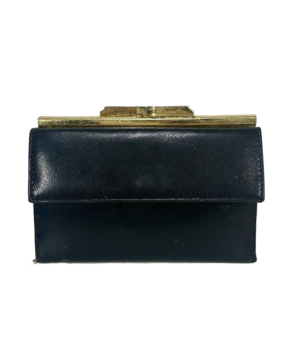 Vintage Christian Dior ~ Women's Black Leather Kisslock Wallet