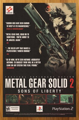 2002 Metal Gear Solid 2 PS2 Playstation 2 Print Ad/Poster Official
