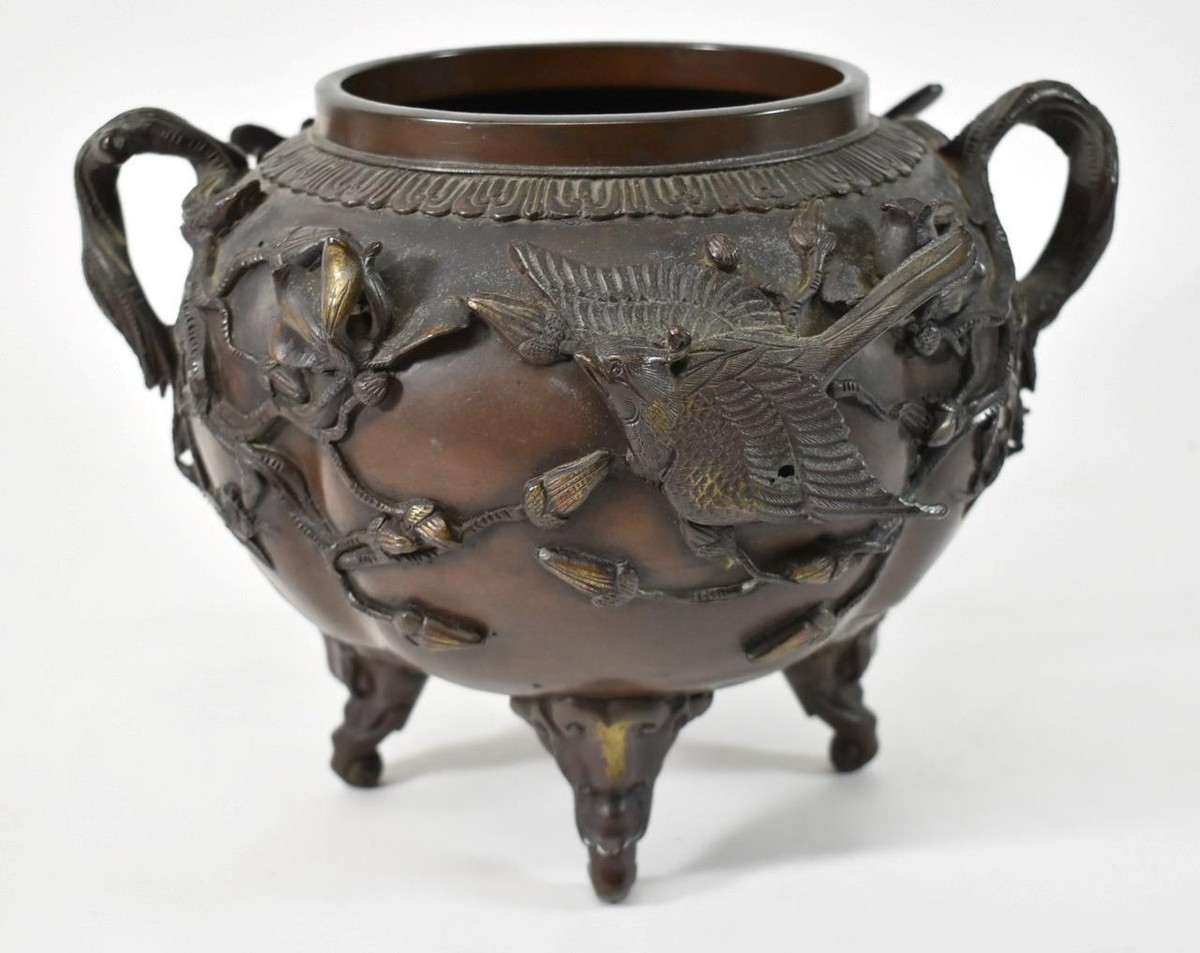 工芸品 Japanese Bronze Glazed Vase with Handles 工芸品 Japanese