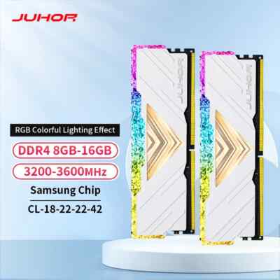 JUHOR Memoria Ram RGB DDR4 8GBX2 16GBX2 3200MHz 3600MHz Kit Dual