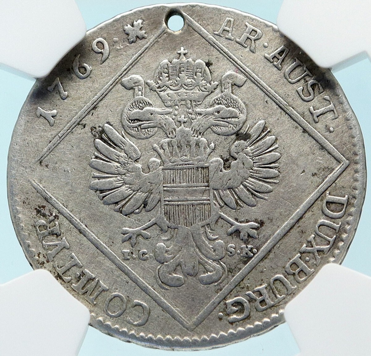 1769 AUSTRIA Queen Maria Theresa Old Antique 30 Kreuzer Austrian