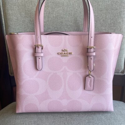 COACH Mollie Tote Bag 25 In Signature Canvas powder pink | eBay