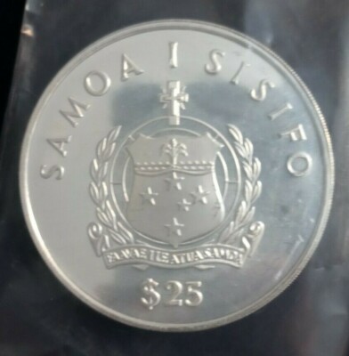 西サモア 25ドル 1986年 コンチキ号探検記念銀貨 5 オンス ia2002