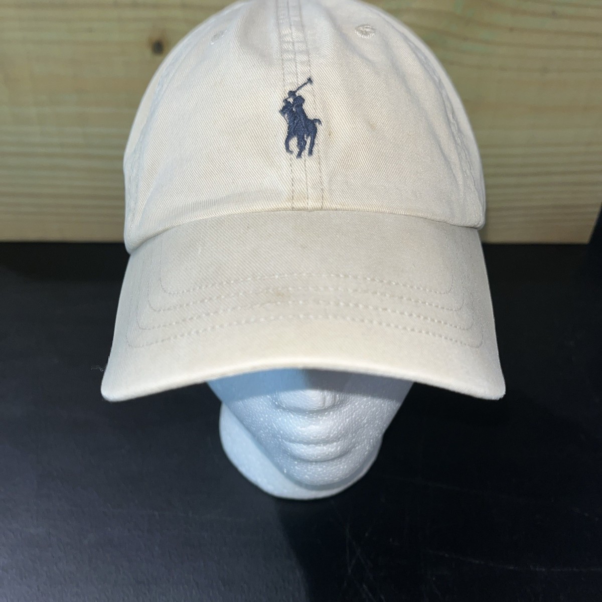 Vintage Polo Ralph Lauren Hat Cap Leather Strapback Khaki Tan VTG