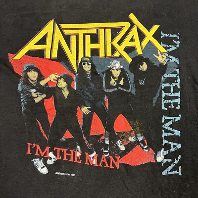 Vintage 80s Anthrax Band T Shirt Im The Man Mens Large Single