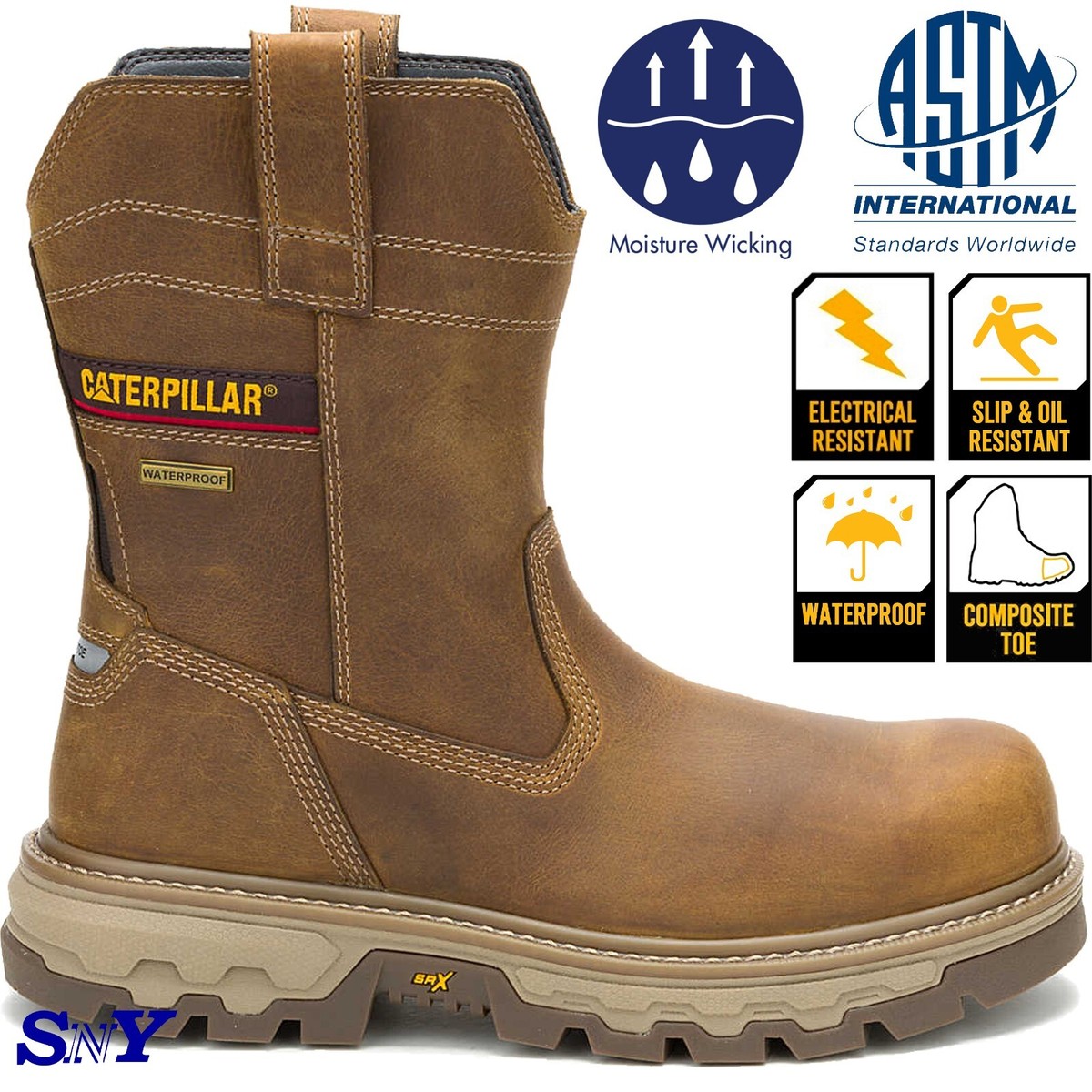 CAT Wellington Waterproof Leather Composite Toe Work Boot Colorado