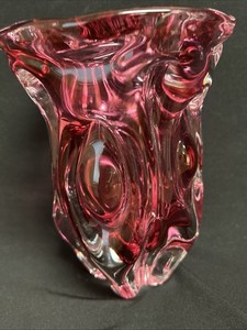 Murano 大型 ムラノ 金彩 ピンク ライン 水差し オブジェ