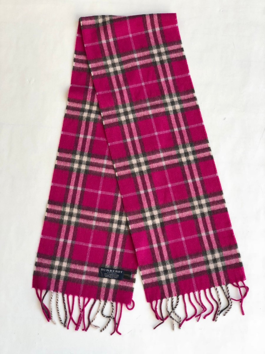 Burberry Classic Check Cashmere Scarf - Fuchsia - 100% Cashmere