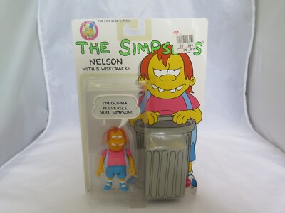 Mattel 1990 The Simpsons Nelson w/5 Wisecracks Figurine - New in