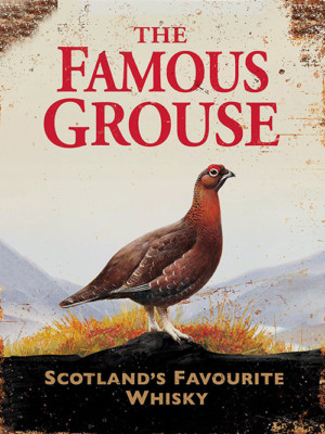 The Famous Grouse vintage scotch whiskey ad reproduction steel