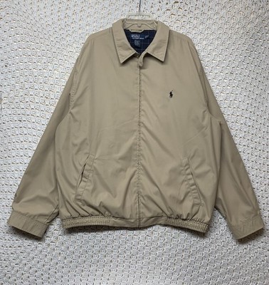 Vtg Polo Ralph Lauren Bi-Swing Jacket Mens 2XLT Beige Plaid Lined