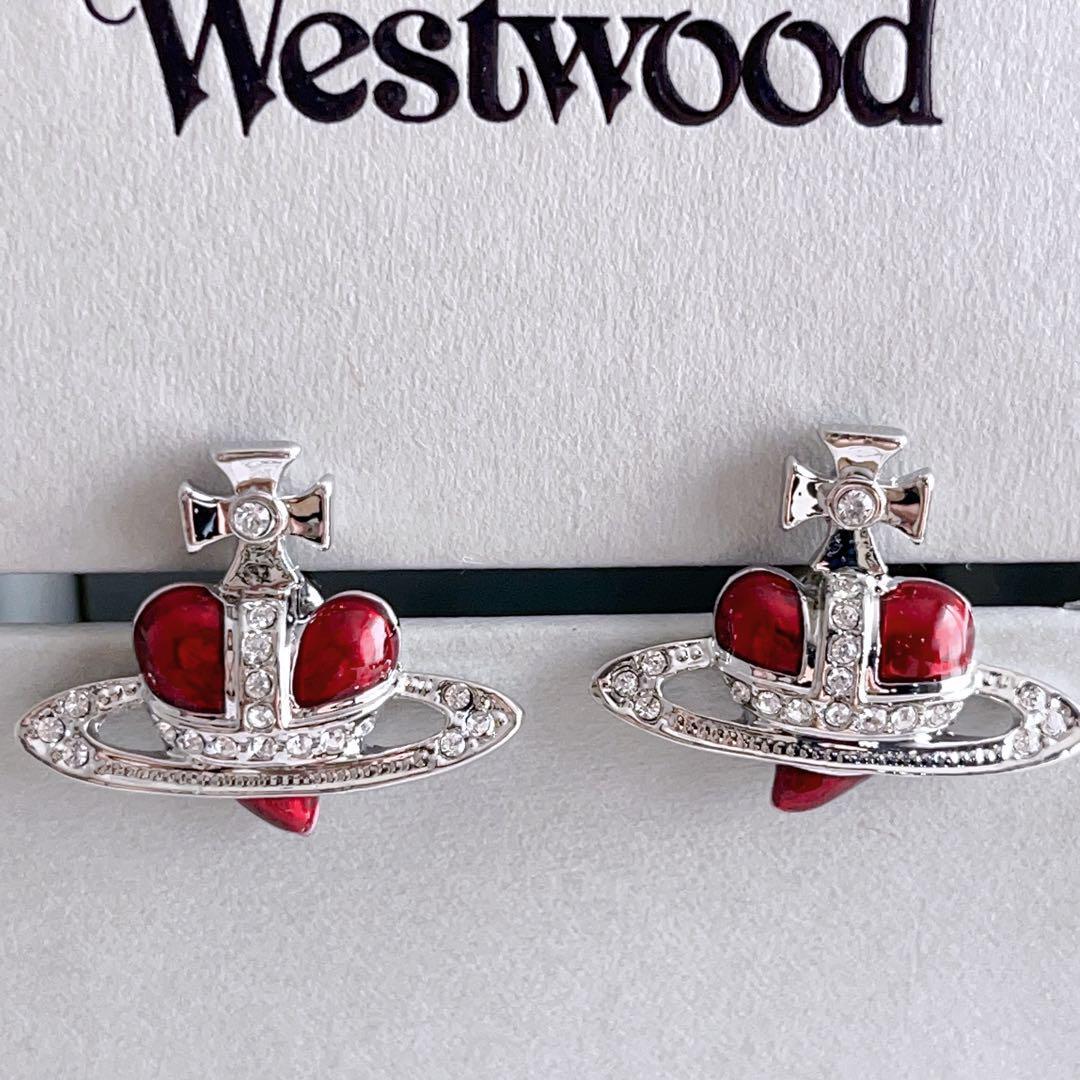 Vivienne Westwood ナノハート ピアス レッド ヴィヴィアンウエスト