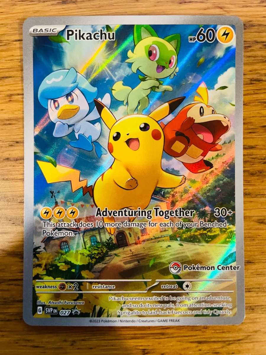 NM! Pikachu SVP 027 Paldea Evolved Pokemon Center ETB Stamped