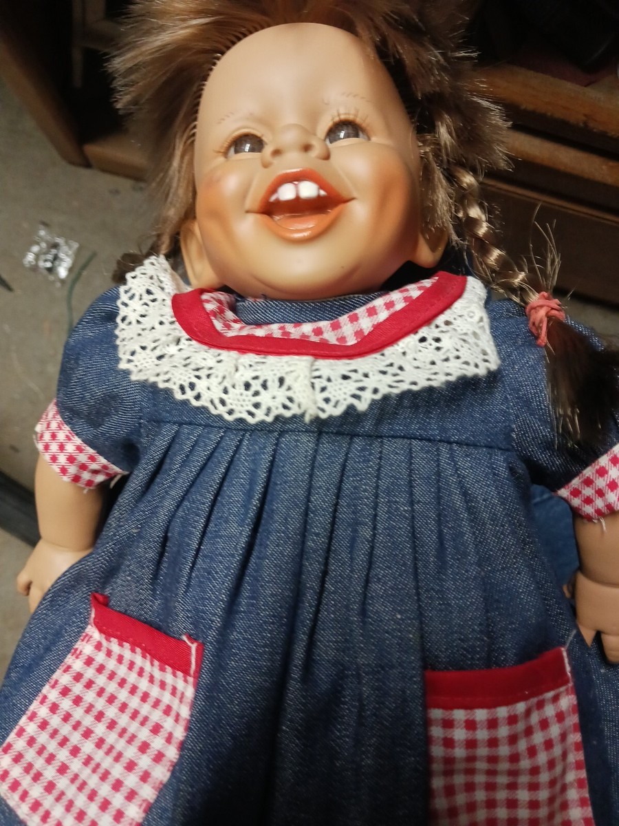 Vintage Art Marca Facial Expressions Doll From Spain Girl Pigtails
