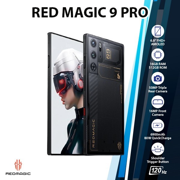 REDMAGIC 9 Pro 5G Android Mobile Phone (Black, 16GB+512GB, Dual