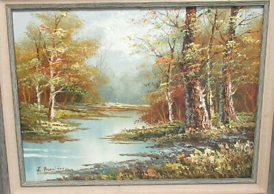 J.MEDINA ORIGINAL OIL ON CANVAS RIVER LANDSCAPE PAINTING | eBay