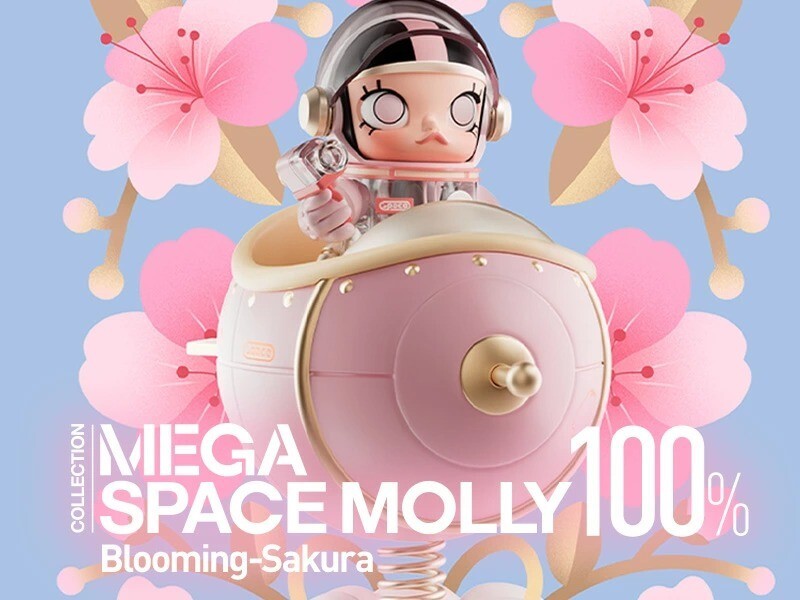 POP MART MEGA SPACE MOLLY 100% Blooming-Sakura H110mm JAPAN
