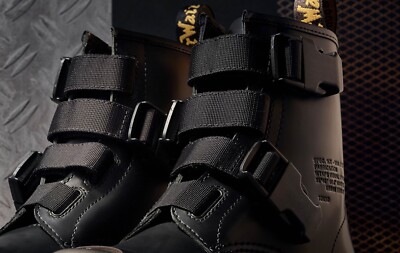 DR.MARTENS X WTAPS BLACK LEATHER STRAP BOOTS 26446001 [RARE] BRAND