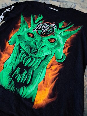 True Vintage 90's SLAYER T Shirt. THE ROXX Longsleeve, Double