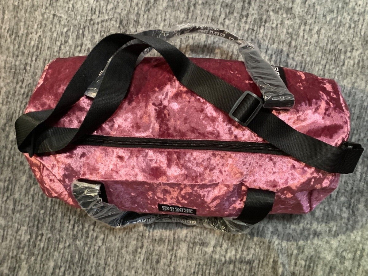 Victoria's Secret Pink Crushed Velvet Mini Duffle Bag Dahlia Pink