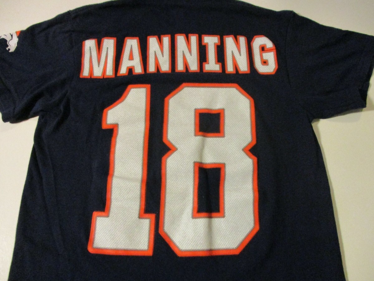 DENVER BRONCOS PEYTON MANNING #18 JERSEY STYLE T-SHIRT SMALL