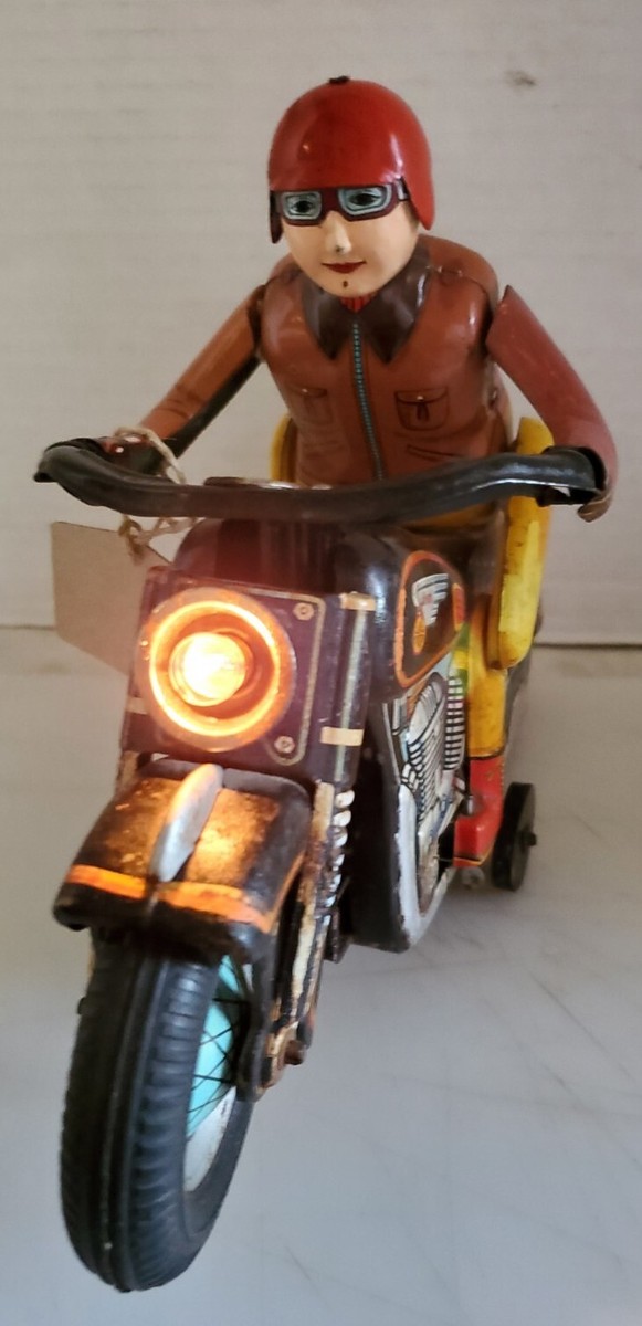 VINTAGE TOY 1950s MOTORCYCLE TIN LITHO BATTERY OP. T.M. JAPAN