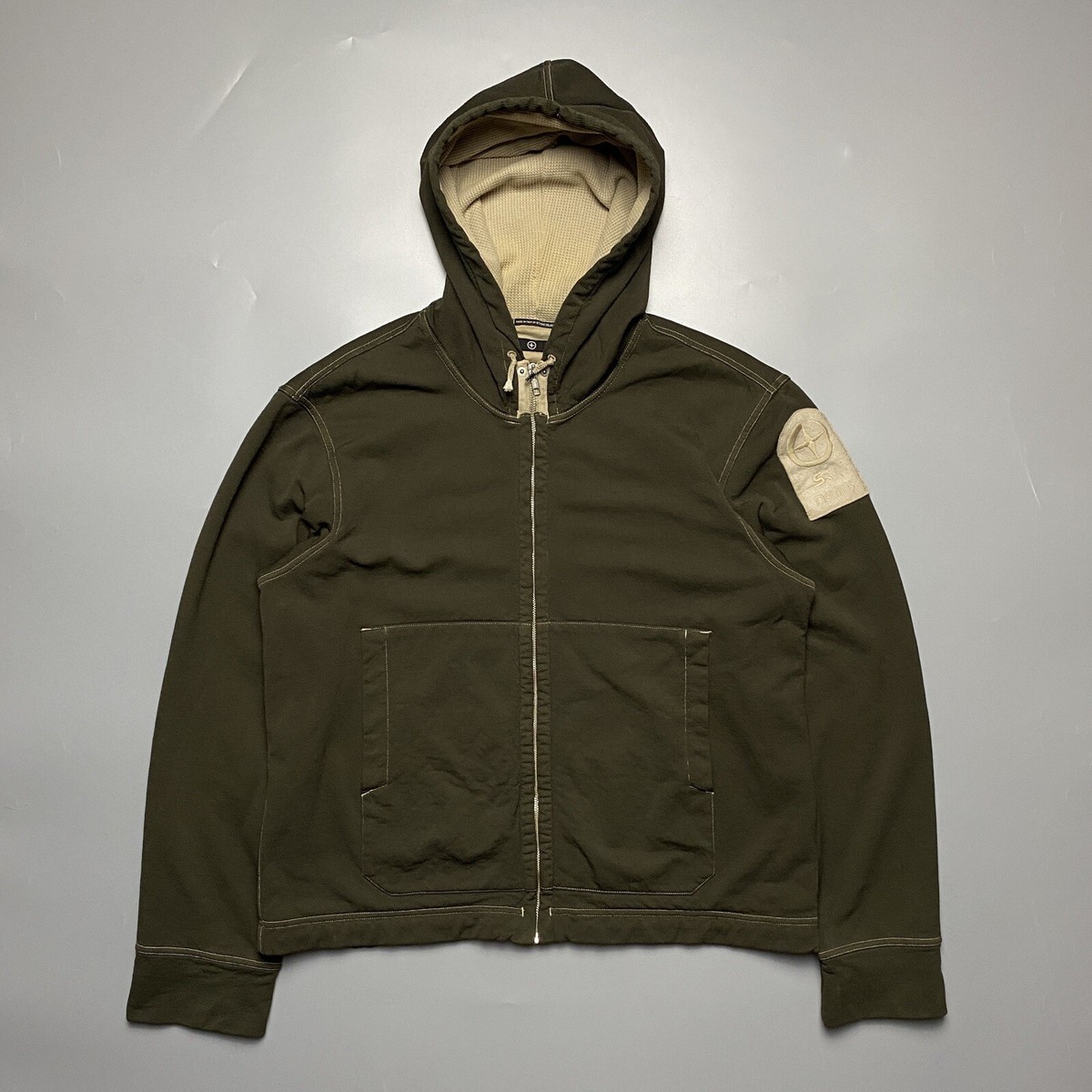 Stone Island Denim Zipper Hoodie Khaki Colour Extra Large | eBay
