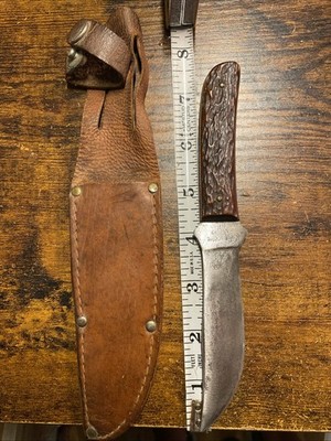 Vintage Original Remington DuPont RH 4 Bone Handled Fixed Blade