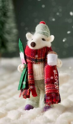 NEW ANTHROPOLOGIE ORNAMENT ASPEN SKI TRAVEL FOX HANDMADE FELT