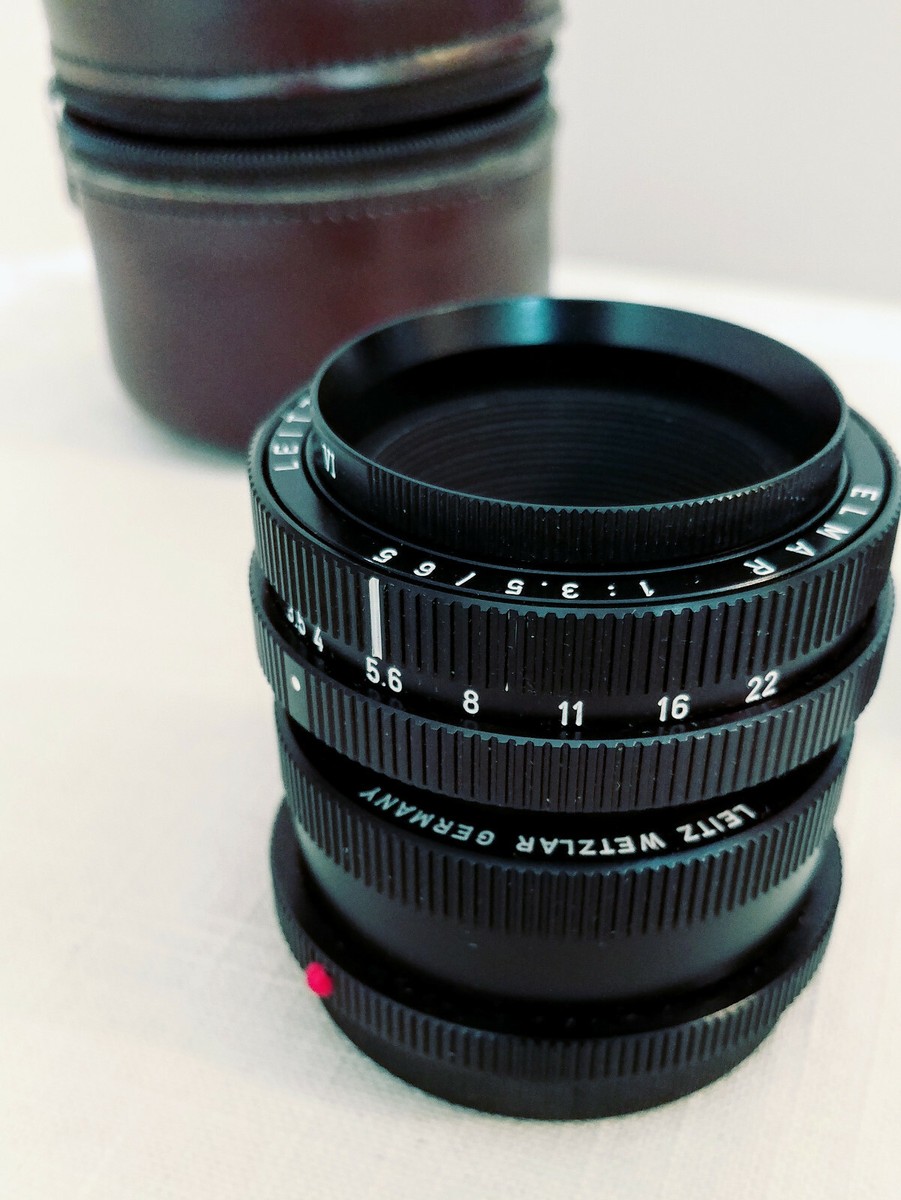 Leica Leitz Lens; Elmar 65mm f3.5; Black; Includes brown leather