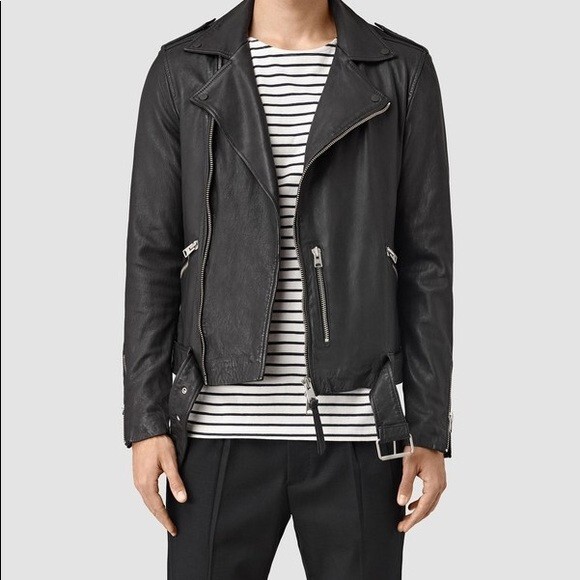 NEW AllSaints Men's Leather Jacket in Black Size S #SJ194 | eBay