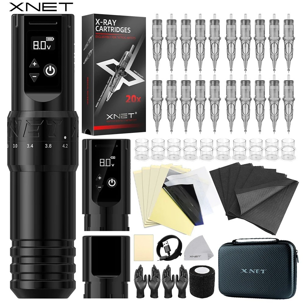 XNET T1 Wireless Tattoo Machine Pen Full Kit Adjustable Stroke